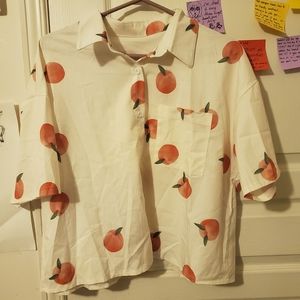 Women's peach patterned Shein button down top